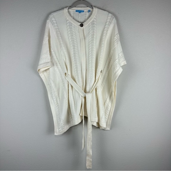 Draper James White Cream Cable Knit Belted Cardigan Poncho Cape Size XS/Small - Picture 1 of 7
